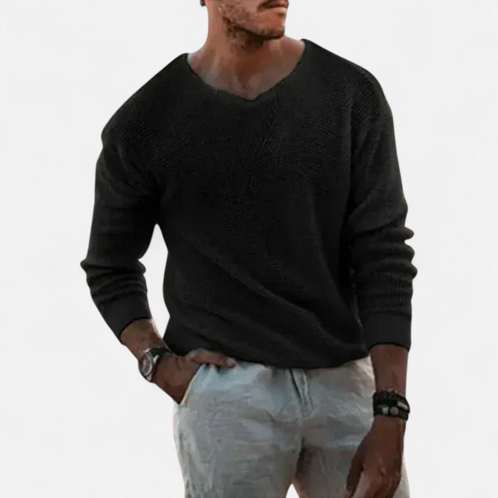Strickpullover mit V-Ausschnitt und Strukturmuster