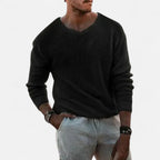 Strickpullover mit V-Ausschnitt und Strukturmuster