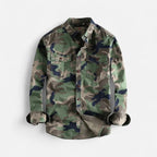 Camouflage pattern shirt jacket with chest pockets for men