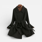 Damen Mantel mit Bindegürtel und klassischem Kragen