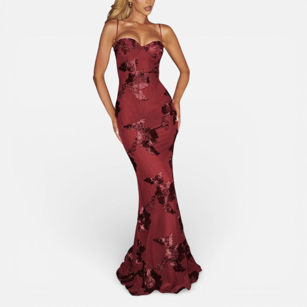 Floral Bodycon Corset Maxi Dress