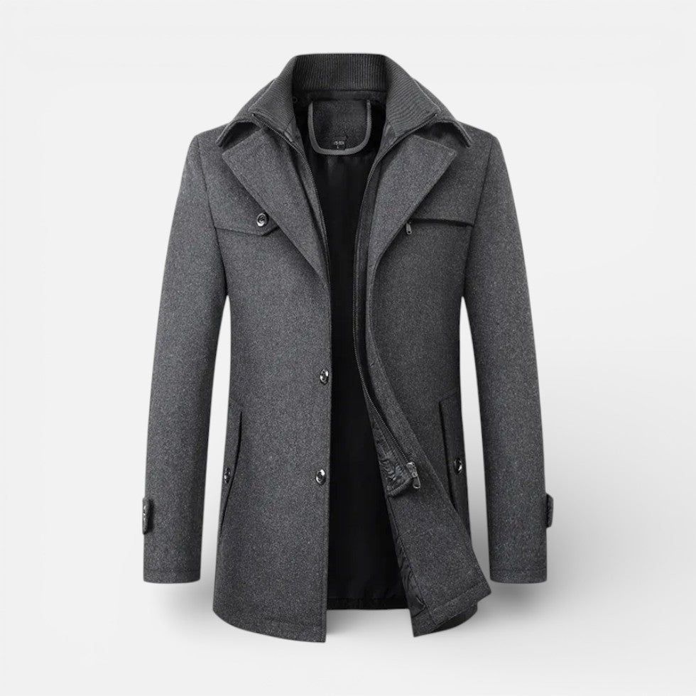 Herren Kurzmantel mit Stehkragen und Knopfverschluss