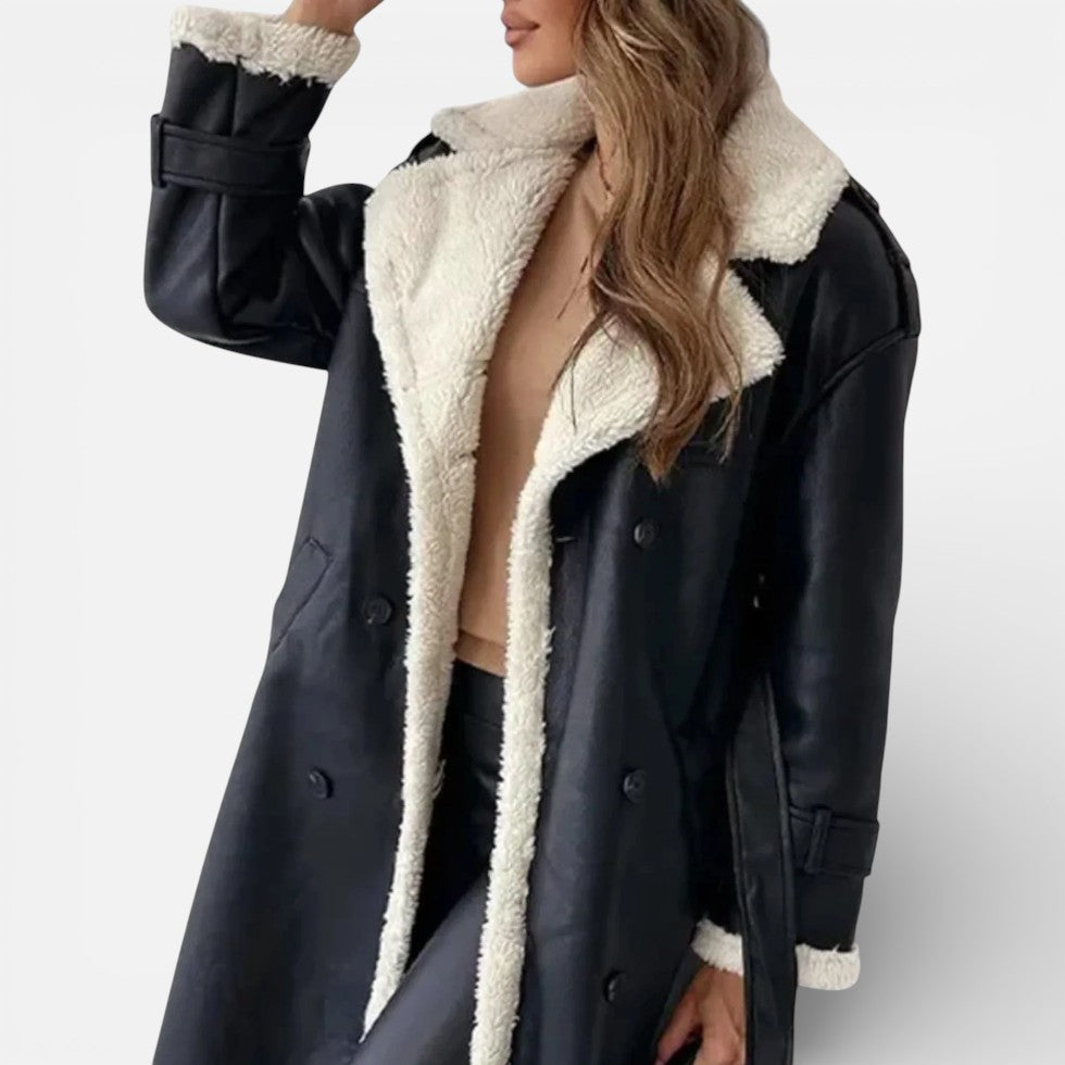 Women's trench coat with teddy lining and long cut
