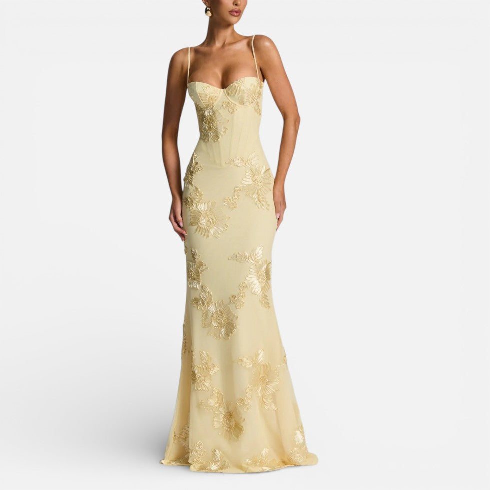 Floral Bodycon Corset Maxi Dress