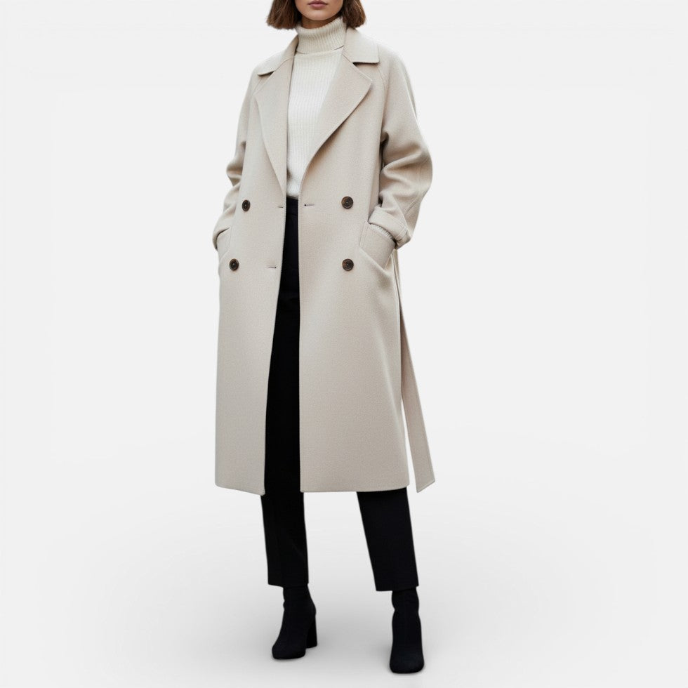 Damen Mantel mit Reverskragen und Knopfleiste