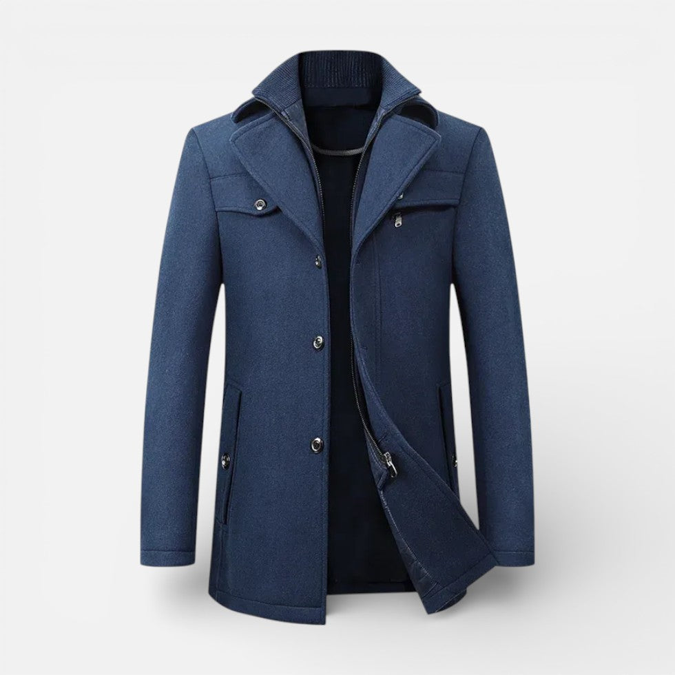 Herren Kurzmantel mit Stehkragen und Knopfverschluss