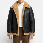 Herren Lederjacke mit Lammfellfutter und Reißverschluss