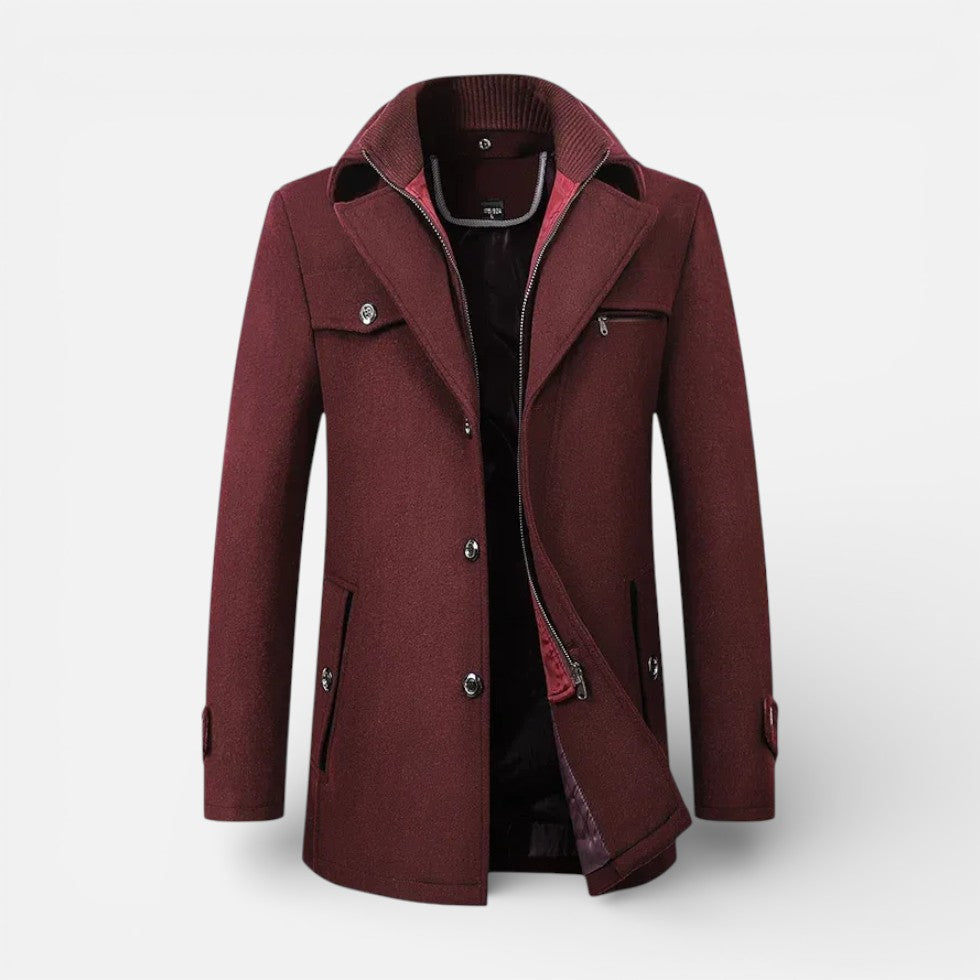 Herren Kurzmantel mit Stehkragen und Knopfverschluss