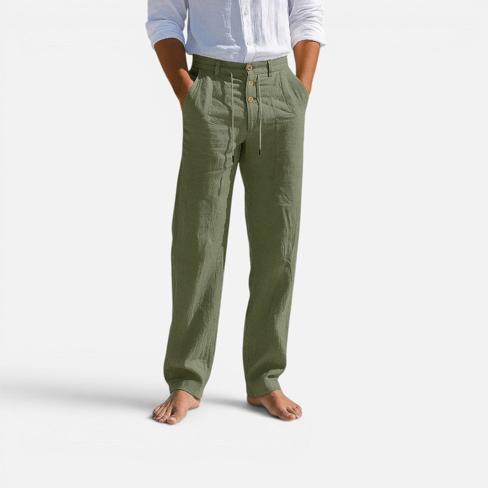 Leinenhose Lockerer Schnitt Mit Kordelzug Taschen