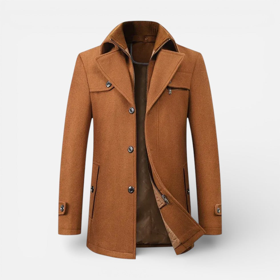 Herren Kurzmantel mit Stehkragen und Knopfverschluss