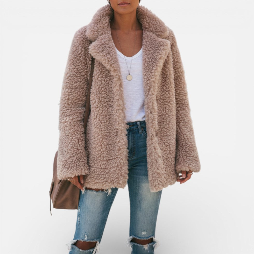 Damen Teddyjacke mit Reverskragen