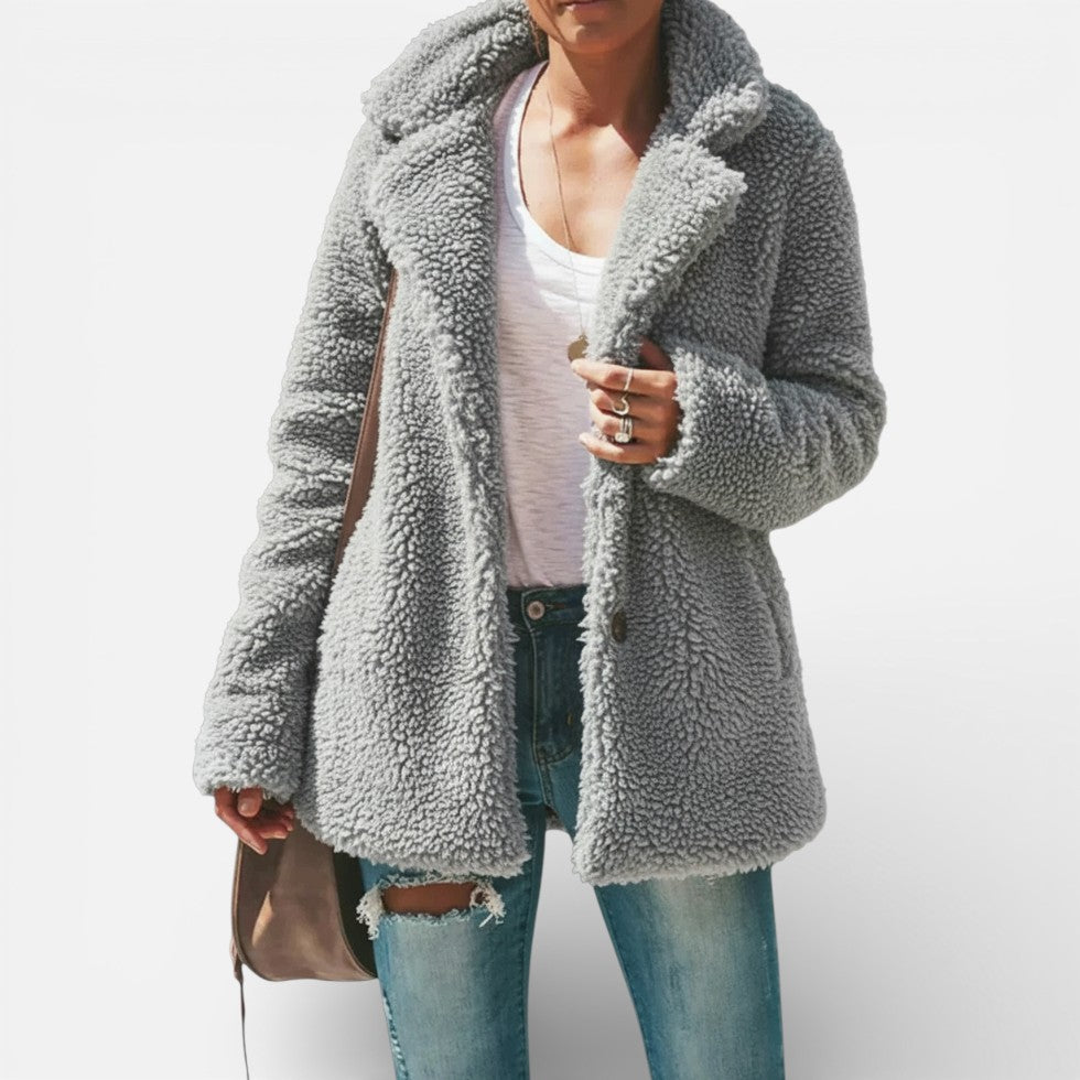 Damen Teddyjacke mit Reverskragen