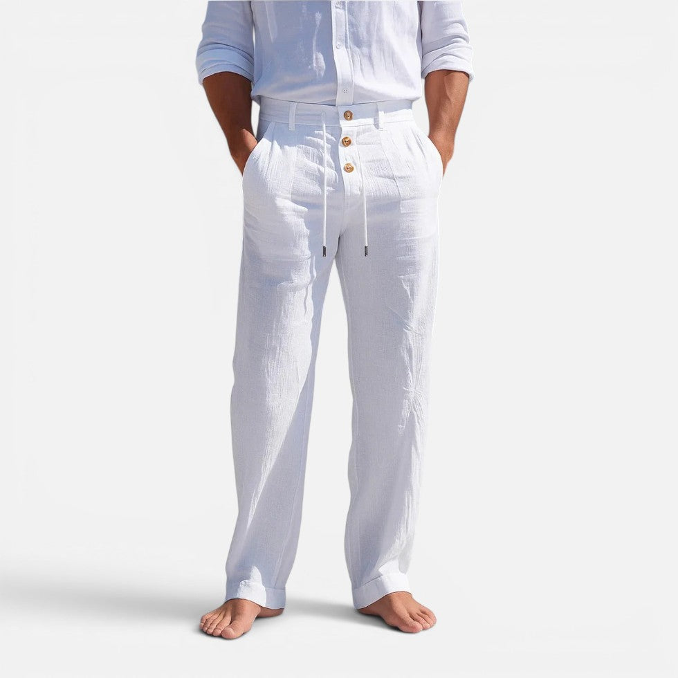 Leinenhose Lockerer Schnitt Mit Kordelzug Taschen
