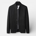 Herrecardigan med knapper og struktureret stof
