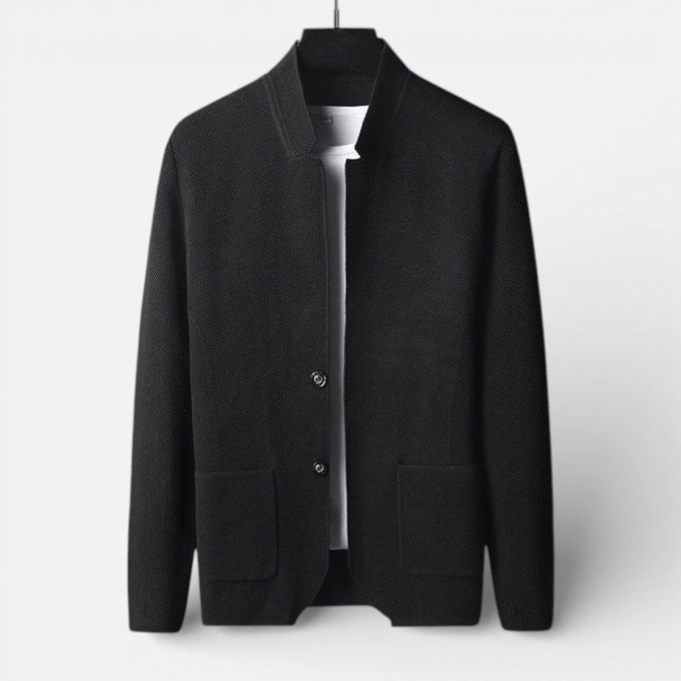 Herrecardigan med knapper og struktureret stof