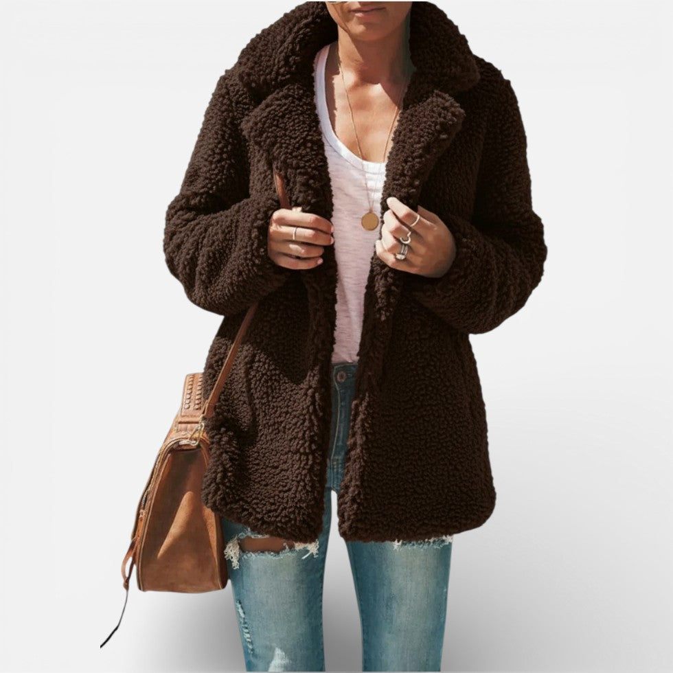 Damen Teddyjacke mit Reverskragen