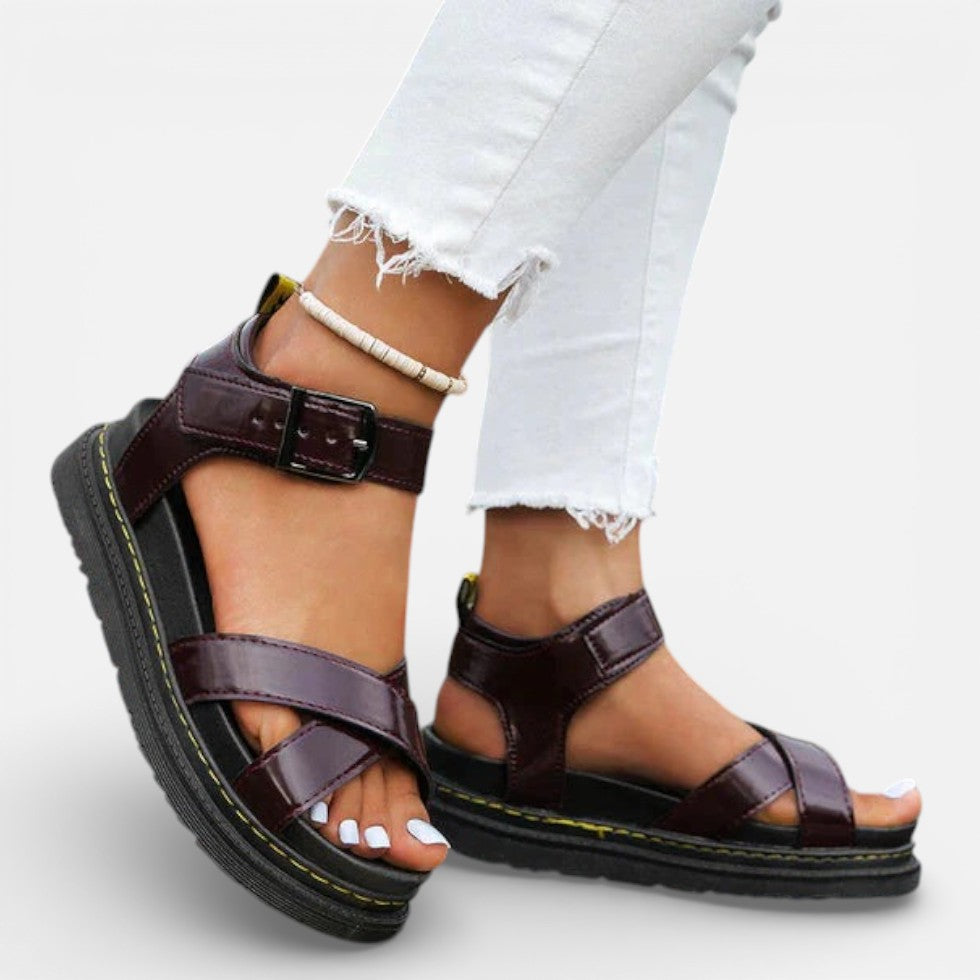 Women's platform sandals with ankle strap
