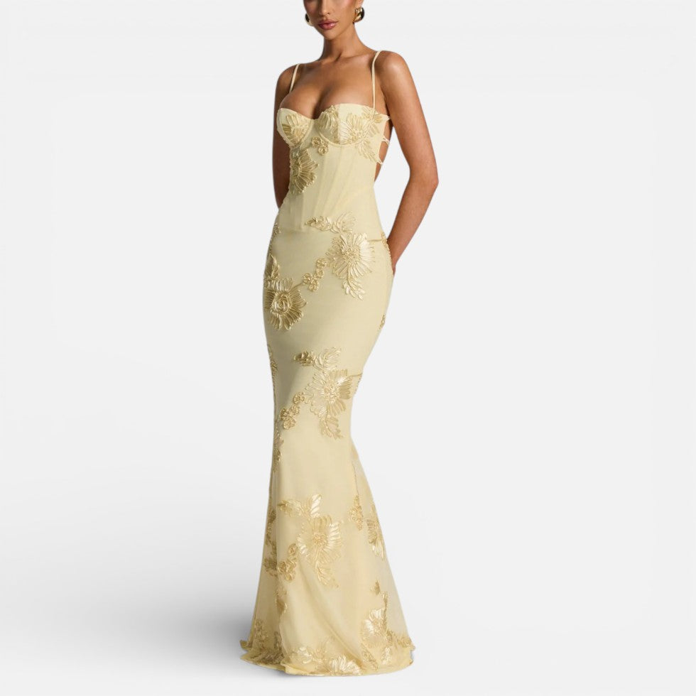 Floral Bodycon Corset Maxi Dress