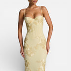 Floral Bodycon Corset Maxi Dress