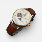 Herren Armbanduhr mit Lederarmband und klassischem Zifferblatt