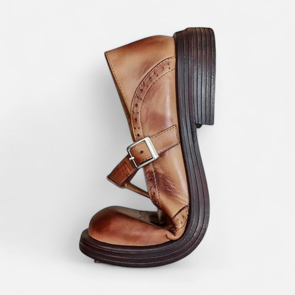 Damen Leder Slipper mit Schnalle