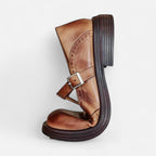 Damen Leder Slipper mit Schnalle