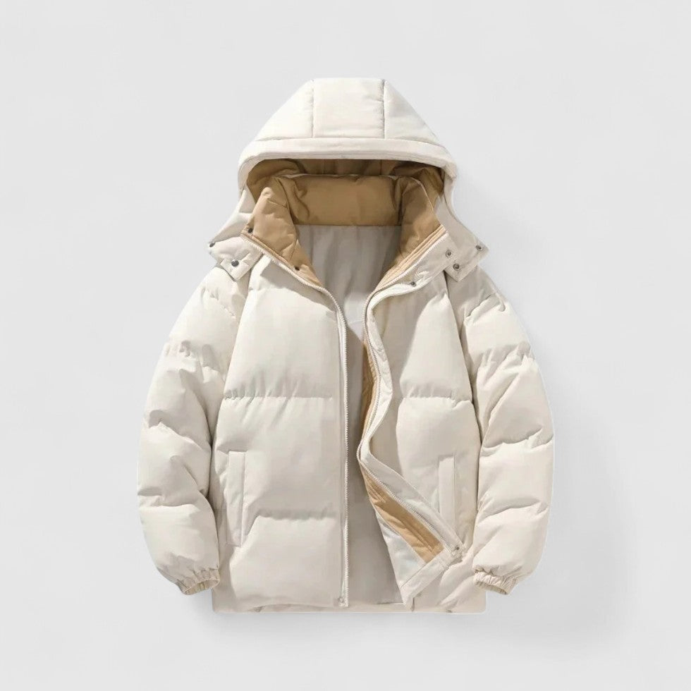 Padded quilted jacket with detachable hood