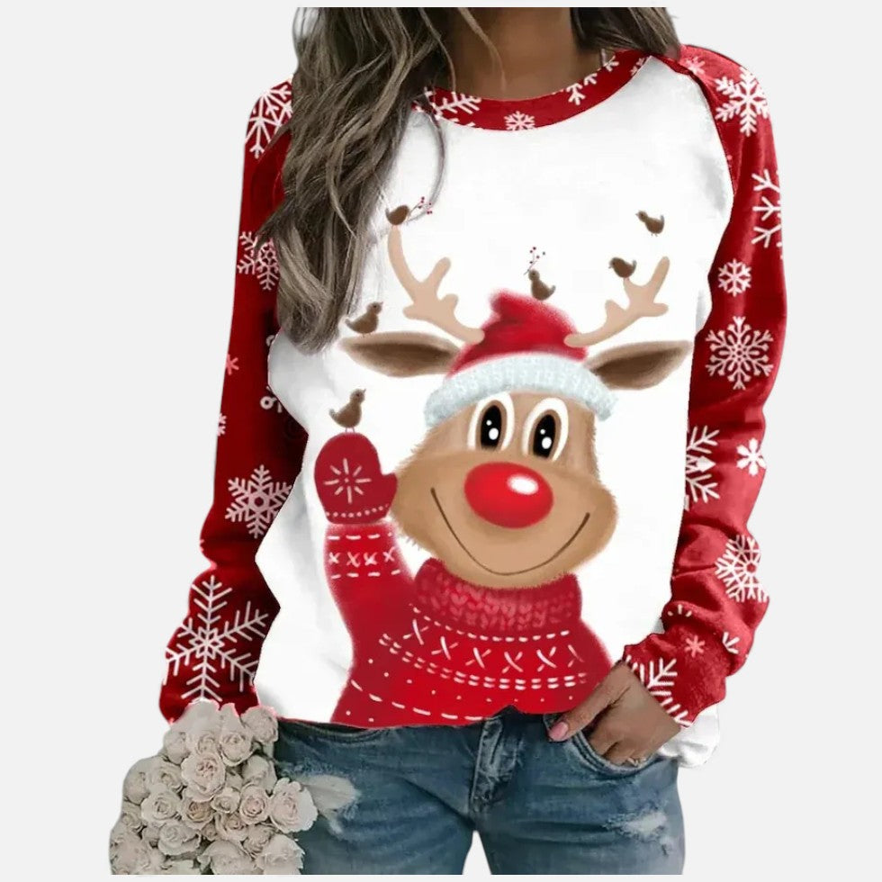 Weihnachtspullover Damen mit Festlichem Rentiermotiv