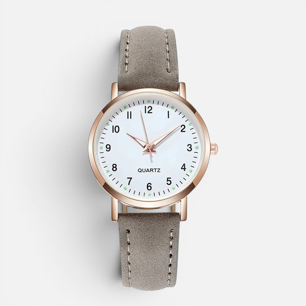 Quarz Armbanduhr mit Lederoptik Armband