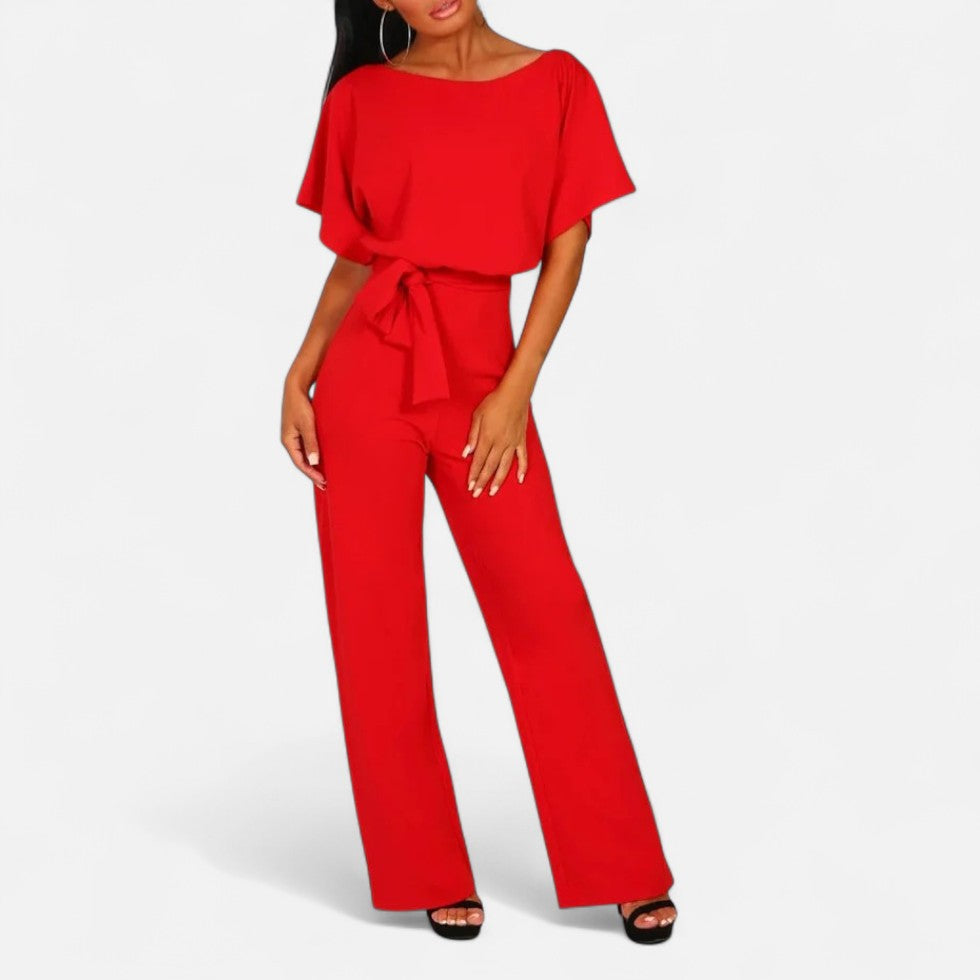 Eleganter Jumpsuit mit Bindegürtel und weitem Bein
