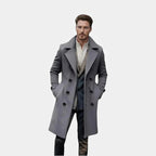 Men's wool coat with double-breasted design