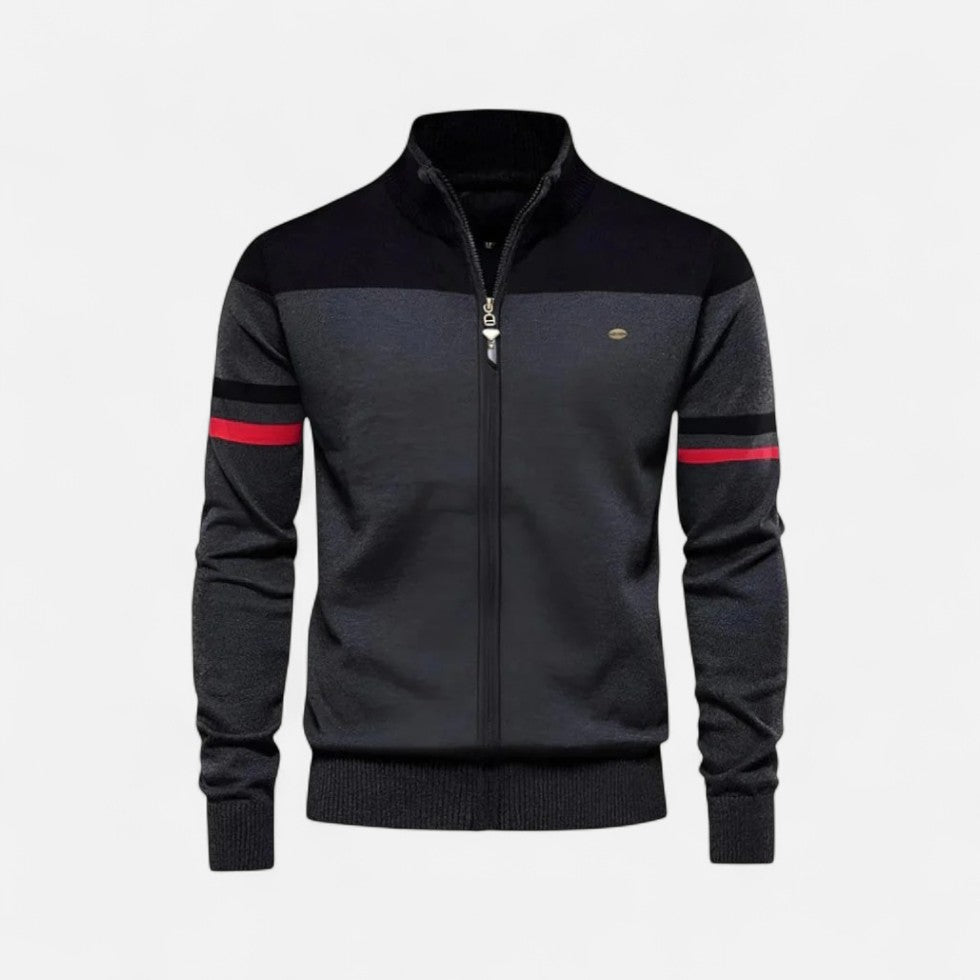 Herren Zip Pullover mit Kontraststreifen