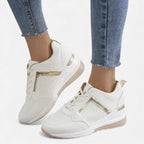 Women's sneakers with wedge sole and perforated pattern