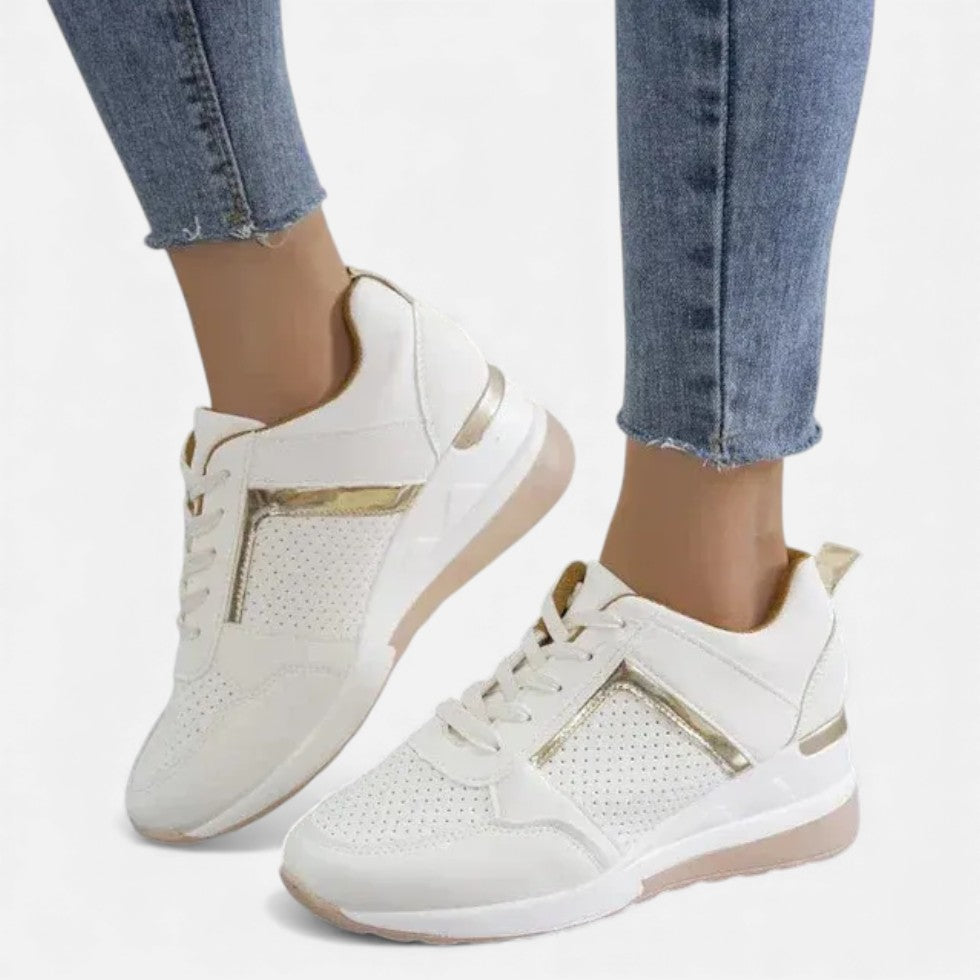 Women's sneakers with wedge sole and perforated pattern