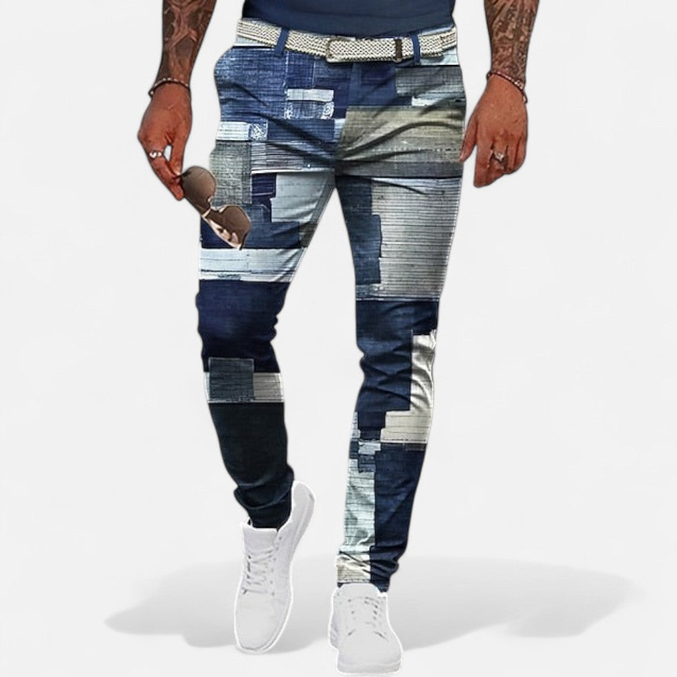 Patchwork Jeans Slim Fit für Herren
