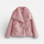 Damen Kunstfelljacke mit kurzem Schnitt und breitem Kragen