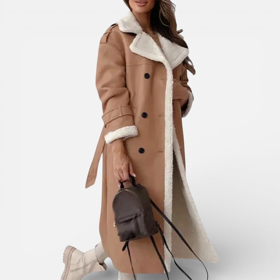 Women's trench coat with teddy lining and long cut