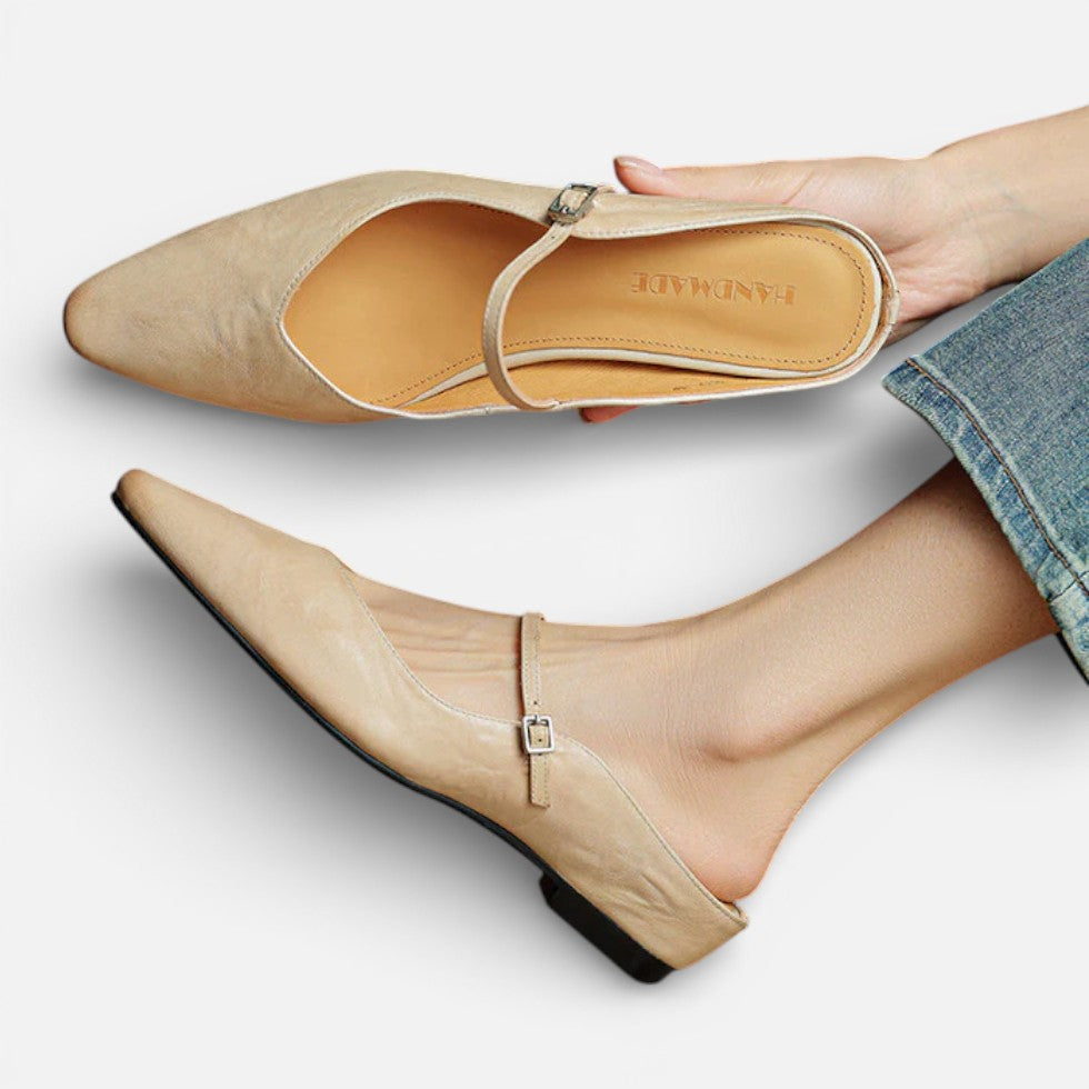 Damen Ballerinas mit Riemchen und flacher Sohle