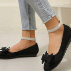 Damen Ballerinas mit Schleifendetail und flacher Sohle