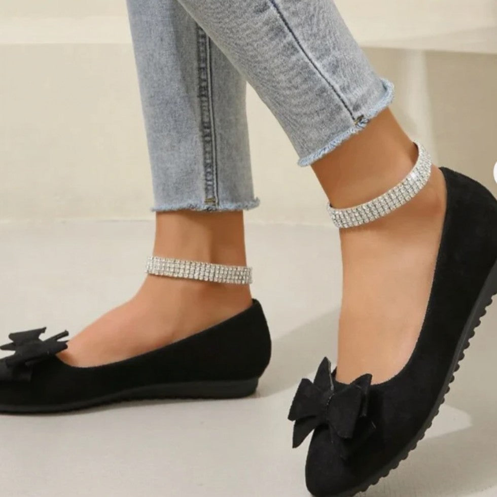 Damen Ballerinas mit Schleifendetail und flacher Sohle