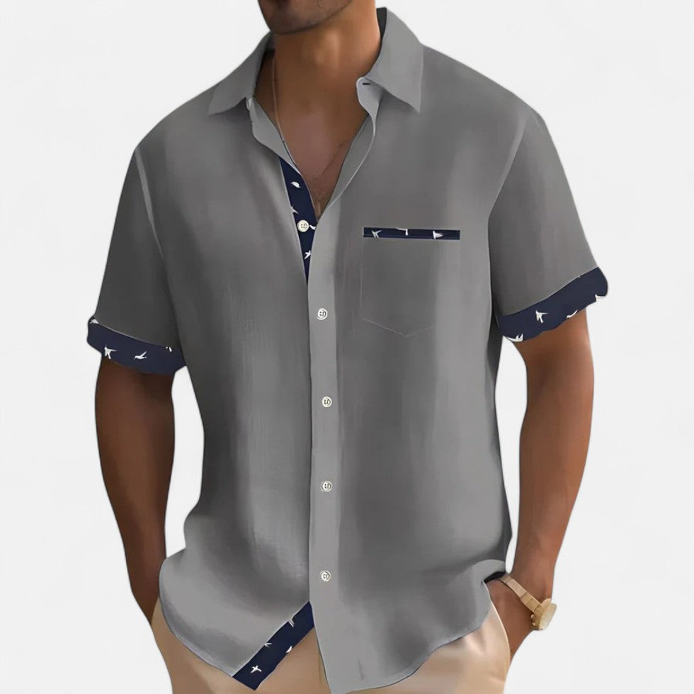 Kurzarmhemd mit Kontrastdetails für Herren