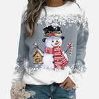 Weihnachtspullover Damen mit Winterlichem Schneemannmotiv