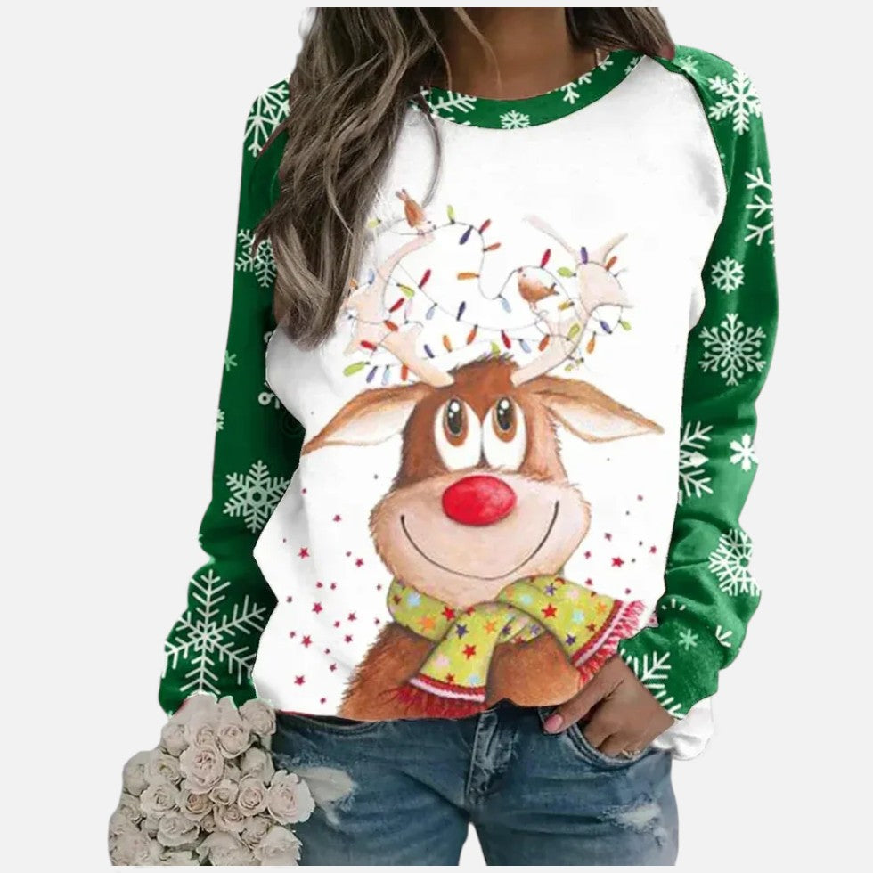 Weihnachtspullover Damen mit Festlichem Rentiermotiv