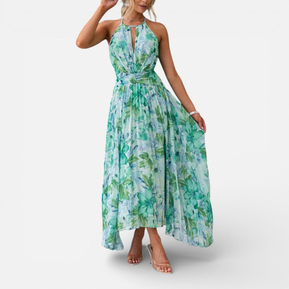 Damen Midikleid mit Neckholder und floralem Muster