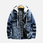 Denim jacket with hood and removable vest