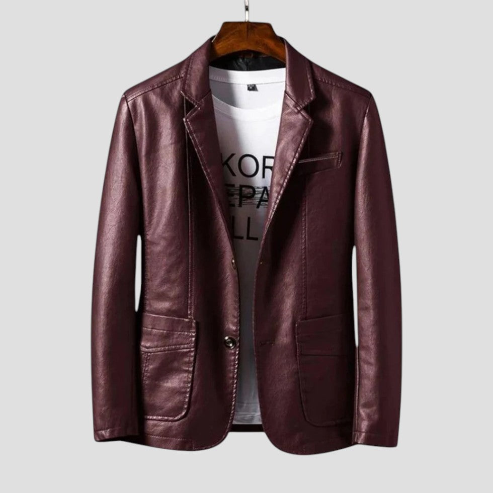 Classic faux leather blazer for men