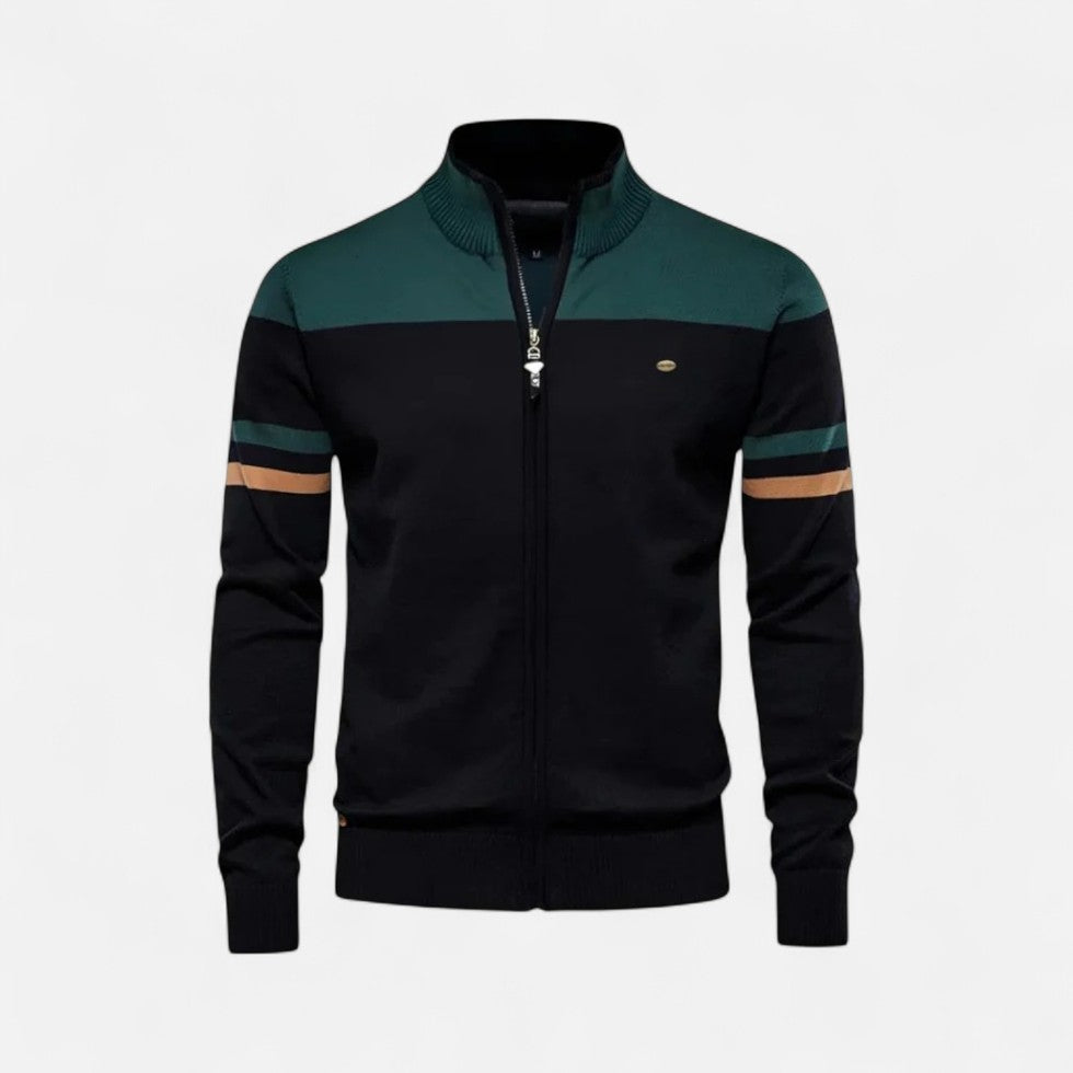 Herren Zip Pullover mit Kontraststreifen
