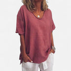 Locker geschnittenes T-Shirt mit Rundhalsausschnitt für Damen