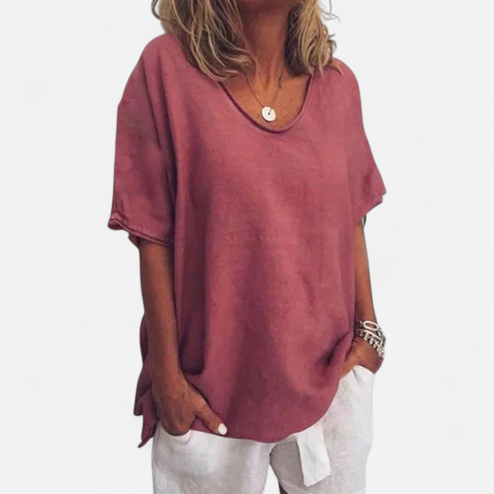 Locker geschnittenes T-Shirt mit Rundhalsausschnitt für Damen