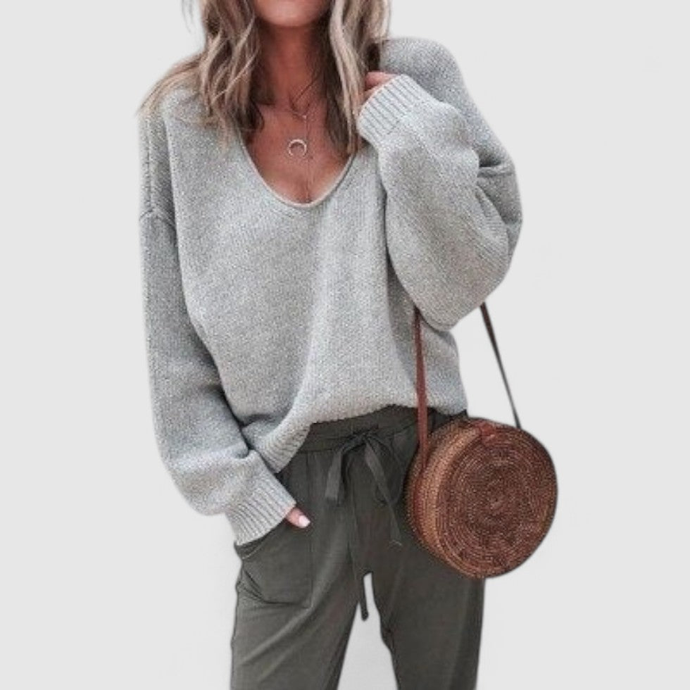 Strickpullover mit V-Ausschnitt und lockerer Passform